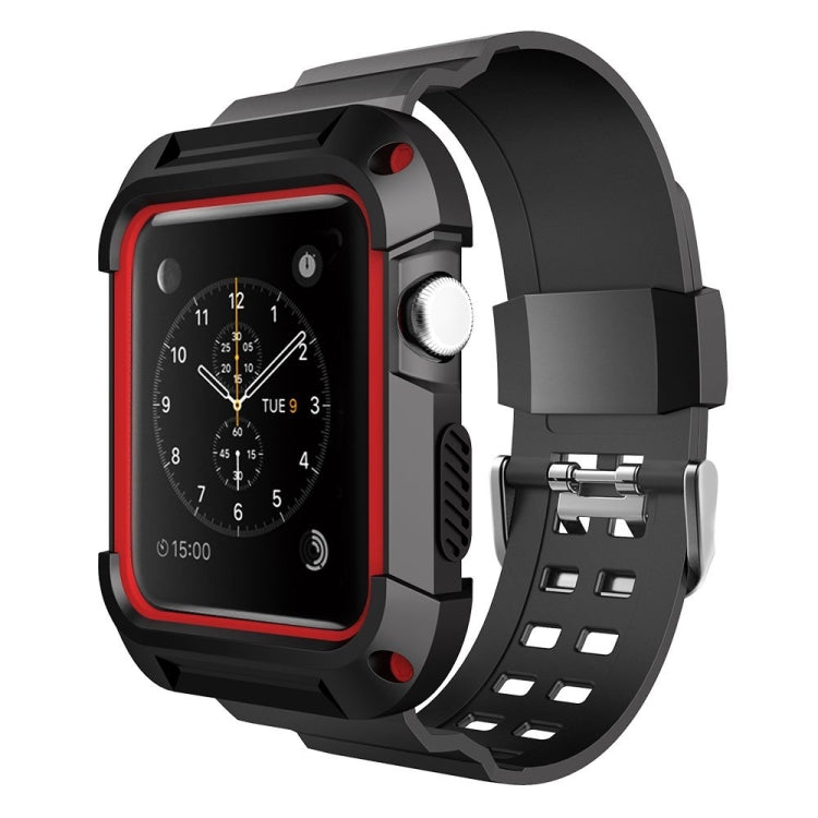 For Apple Watch 3 / 2 / 1 Generation 38mm All-In-One Silicone Strap(Black + Red) by bashfashion