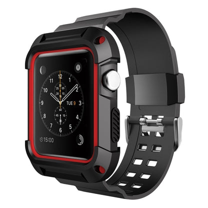 For Apple Watch 3 / 2 / 1 Generation 38mm All-In-One Silicone Strap(Black + Red) by bashfashion
