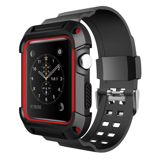 For Apple Watch 3 / 2 / 1 Generation 38mm All-In-One Silicone Strap(Black + Red) by bashfashion