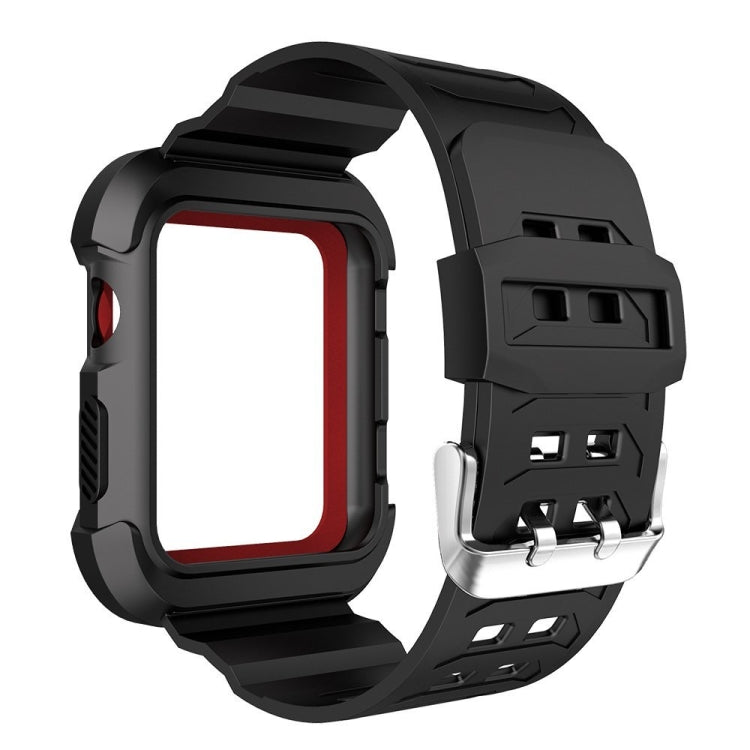 For Apple Watch 3 / 2 / 1 Generation 38mm All-In-One Silicone Strap(Black + Red) by bashfashion