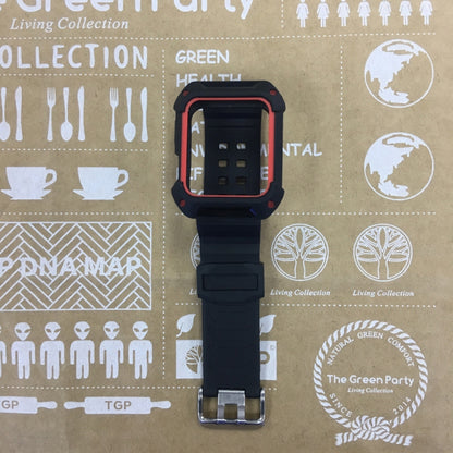 For Apple Watch 3 / 2 / 1 Generation 38mm All-In-One Silicone Strap(Black + Red) by bashfashion