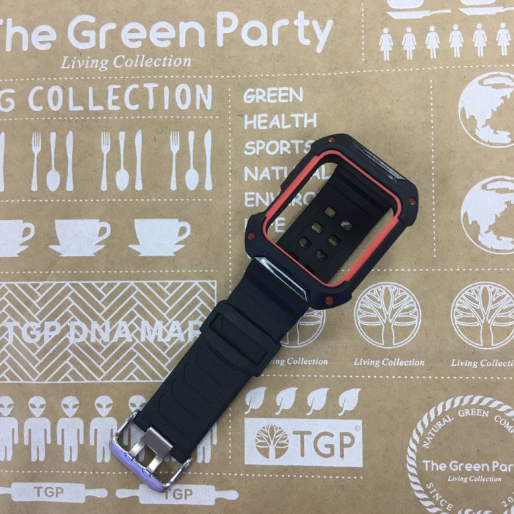 For Apple Watch 3 / 2 / 1 Generation 38mm All-In-One Silicone Strap(Black + Red) by bashfashion