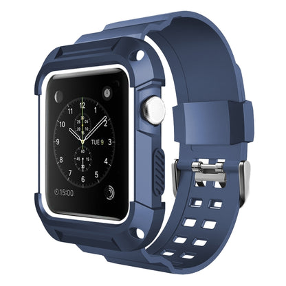 For Apple Watch 3 / 2 / 1 Generation 38mm All-In-One Silicone Strap(Blue + White) by bashfashion