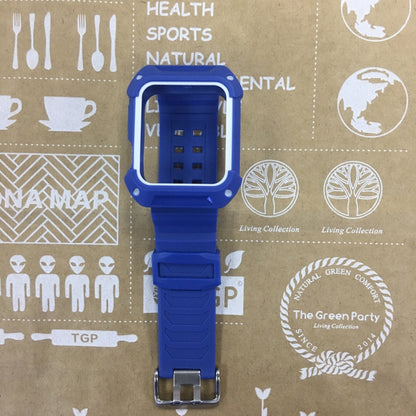 For Apple Watch 3 / 2 / 1 Generation 38mm All-In-One Silicone Strap(Blue + White) by bashfashion