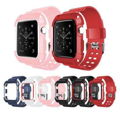 For Apple Watch 3 / 2 / 1 Generation 38mm All-In-One Silicone Strap(White + Red) by bashfashion