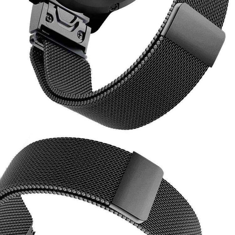 For Garmin Fenix 5 Milan Metal Stainless Steel Metal Watch Band, Size:22MM(Black) by bashfashion