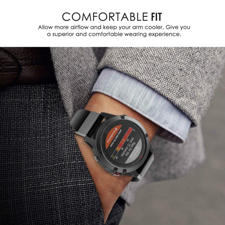 For Garmin Fenix 5 Milan Metal Stainless Steel Metal Watch Band, Size:22MM(Black) by bashfashion