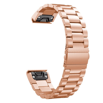 For Garmin Fenix 5s 20mm Tri-Bead Stainless Steel Steel Watch Band(Rose Gold) by bashfashion