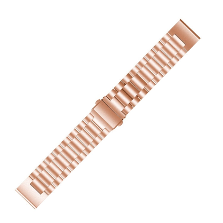 For Garmin Fenix 5s 20mm Tri-Bead Stainless Steel Steel Watch Band(Rose Gold) by bashfashion