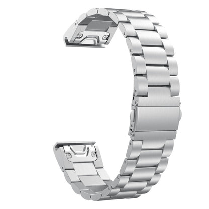 For Garmin Fenix 5S Three-Bead Stainless Steel Metal Watch Band（Silver）, Size:20MM by bashfashion