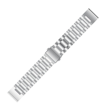 For Garmin Fenix 5 Three-Bead Stainless Steel Metal Watch Band（Silver）, Size:22MM by bashfashion