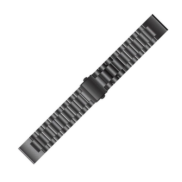 For Garmin Fenix 5 Three-Bead Stainless Steel Metal Watch Band, Size:22MM(Black) by bashfashion