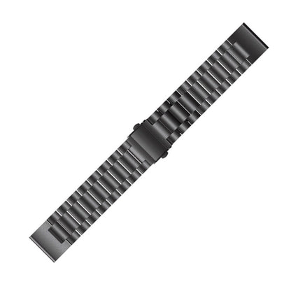 For Garmin Fenix 5X Three-Bead Stainless Steel Metal Watch Band, Size:26MM(Black) by bashfashion