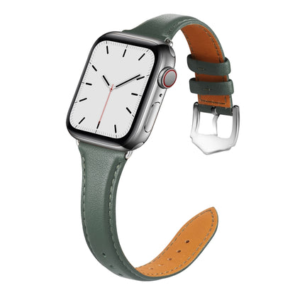 For Apple Watch 3 / 2 / 1 Generations 42mm Universal Thin Leather Watch Band(Blackish Green) by bashfashion