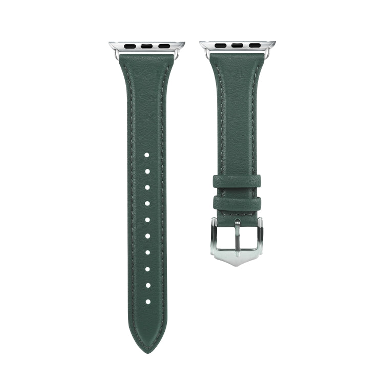 For Apple Watch 3 / 2 / 1 Generations 42mm Universal Thin Leather Watch Band(Blackish Green) by bashfashion