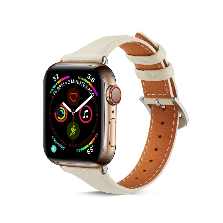 For Apple Watch 3 / 2 / 1 Generations 42mm Universal Thin Leather Watch Band(White) by bashfashion