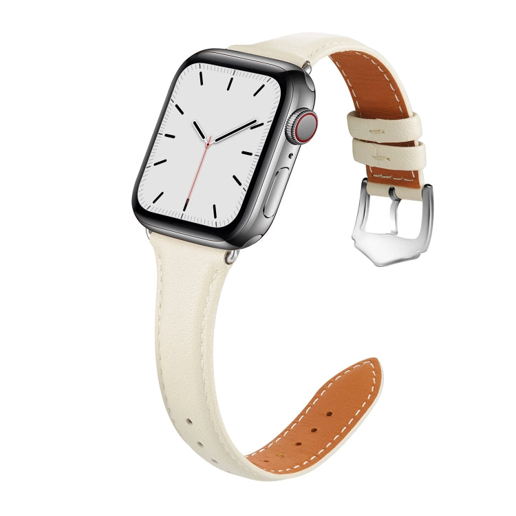 For Apple Watch 3 / 2 / 1 Generations 42mm Universal Thin Leather Watch Band(White) by bashfashion