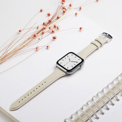 For Apple Watch 3 / 2 / 1 Generations 42mm Universal Thin Leather Watch Band(White) by bashfashion