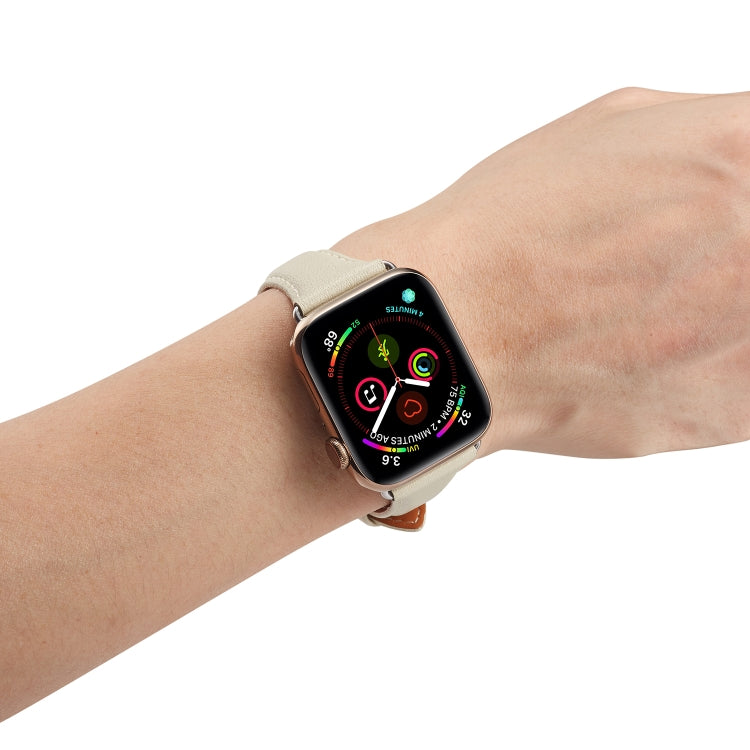 For Apple Watch 3 / 2 / 1 Generations 42mm Universal Thin Leather Watch Band(White) by bashfashion