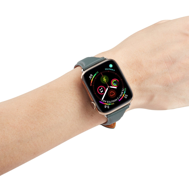 For Apple Watch 3 / 2 / 1 Generations 38mm Universal Thin Leather Strap(Blackish Green) by bashfashion