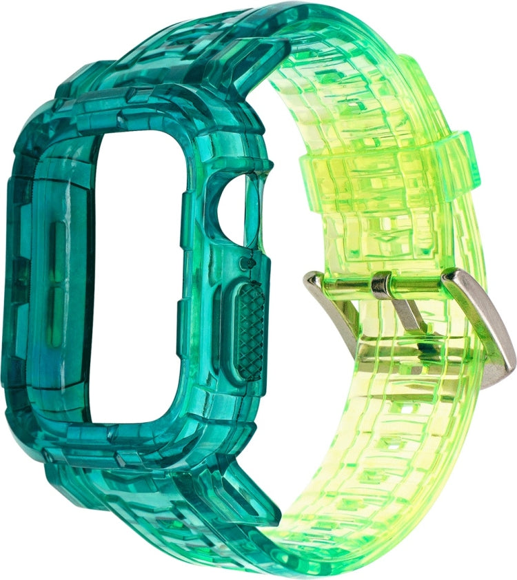 For Apple Watch Series 3 & 2 & 1 38mm Gradient TPU Integrated Case Strap(Turquoise - Silver Buckle) by bashfashion