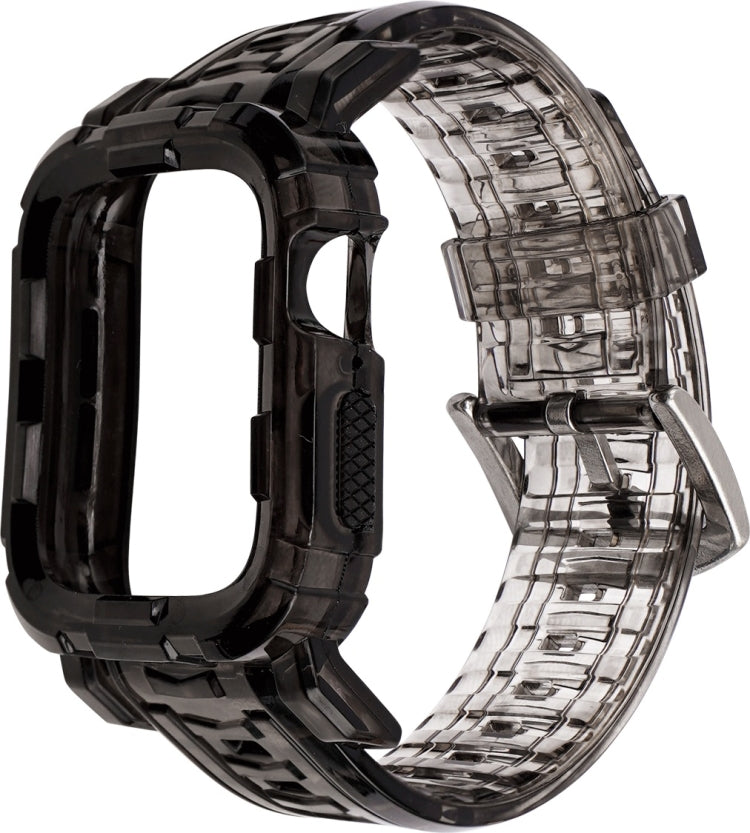 For Apple Watch Series 3 & 2 & 1 38mm Gradient TPU Integrated Case Strap(Black Through. - Silver Clasp) by bashfashion