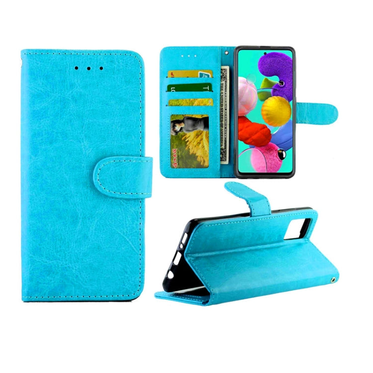 For Galaxy A51 Crazy Horse Texture Leather Horizontal Flip Protective Case with Holder & Card Slots & Wallet & Photo Frame(Baby Blue) by bashfashion