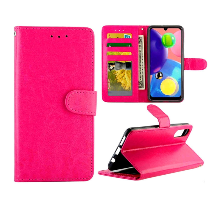 For Galaxy A70S/A70 Crazy Horse Texture Leather Horizontal Flip Protective Case with Holder & Card Slots & Wallet & Photo Frame(Magenta) by bashfashion