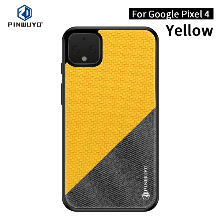 For Google Pixel4 PINWUYO Rong Series Shockproof PC + TPU+ Chemical Fiber Cloth Protective Cover(Yellow) by PINWUYO