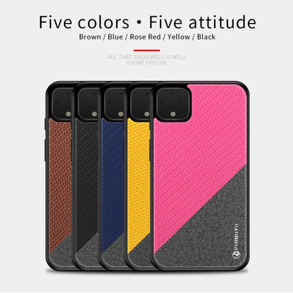 For Google Pixel4 PINWUYO Rong Series Shockproof PC + TPU+ Chemical Fiber Cloth Protective Cover(Yellow) by PINWUYO