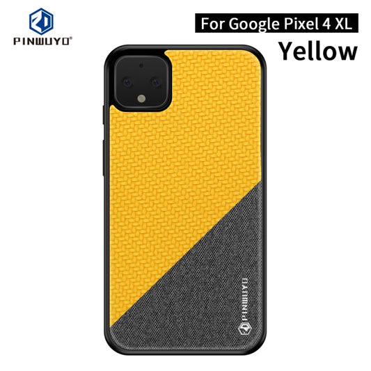 For Google Pixel4 XL PINWUYO Rong Series Shockproof PC + TPU+ Chemical Fiber Cloth Protective Cover(Yellow) by PINWUYO