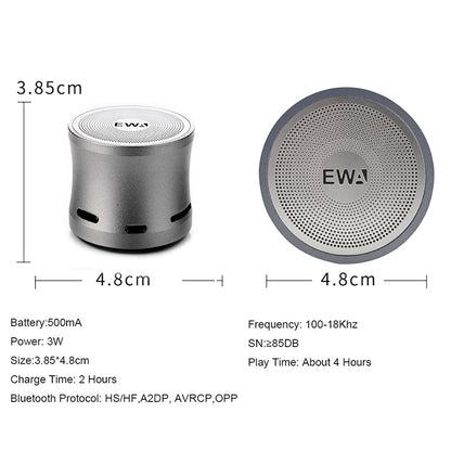 EWA A109M Portable Bluetooth Speaker Wireless Heavy Bass Bomm Box Subwoofer Phone Call Surround Sound Bluetooth Shower Speaker(Silver) by EWA