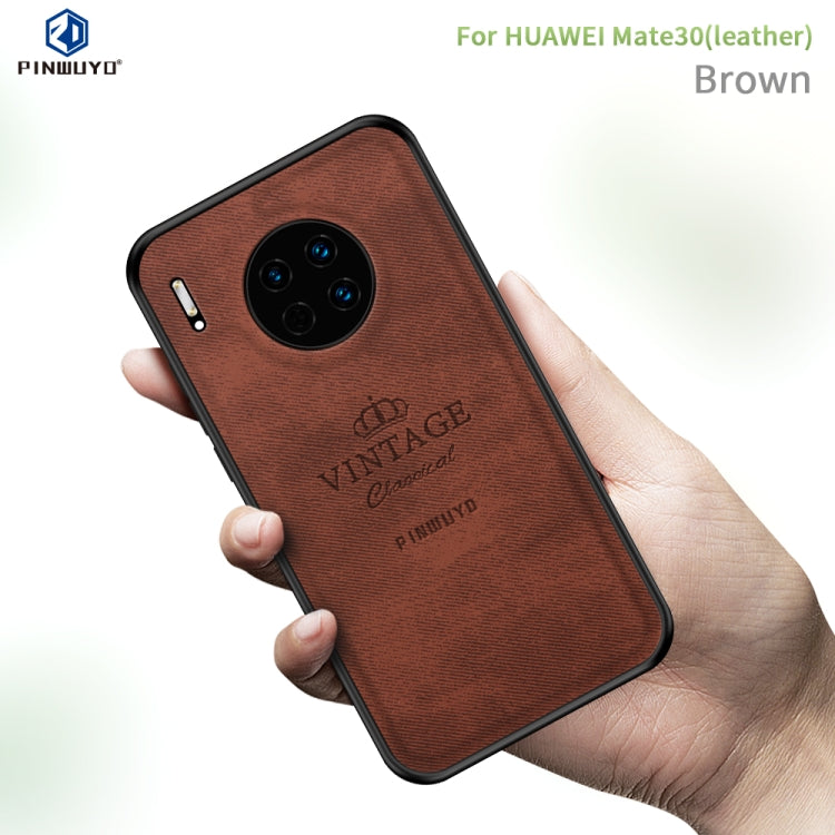 For Huawei Mate 30 5G (Leather) PINWUYO Zun Series PC + TPU + Skin Waterproof Anti-fall All-inclusive Protective Case(Brown) by PINWUYO
