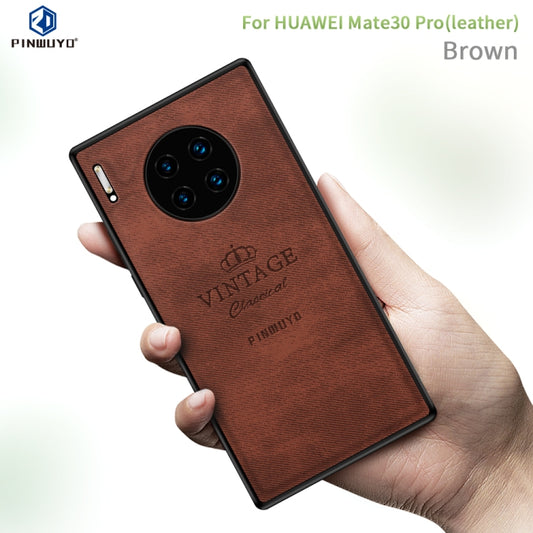 For Huawei Mate 30 Pro 5G (Leather) PINWUYO Zun Series PC + TPU + Skin Waterproof Anti-fall All-inclusive Protective Case(Brown) by PINWUYO