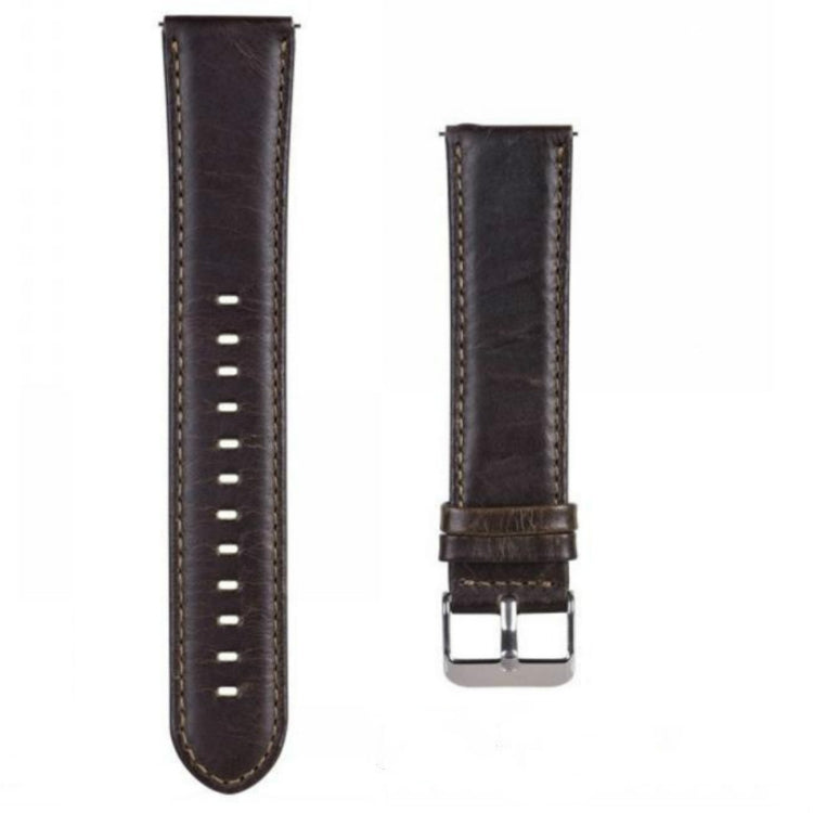 For Huami 1s/ Huami 2 / Ticwatch1 / Ticwatch Pro / Samsung Galaxy Watch 46mm / Samsung S3 / Huawei Watch 2 Pro / Huawei GT / Huawei Glory Magic First Layer Cowhide Crazy Horse Pattern Watch Band(Dark Brown) by bashfashion