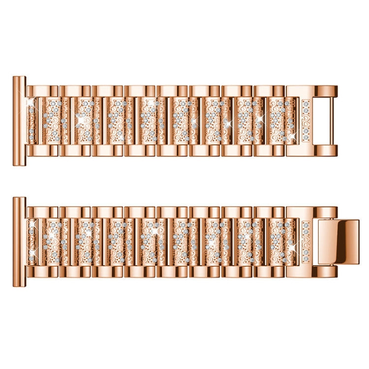 For Huami 1 / Huami 2 / Ticwatch1 / Ticwatch Pro / Samsung Galaxy Watch 46mm / Samsung S3 / Huawei Watch 2 Pro / Huawei GT / Honor Magic Full Diamond Metal 22mm Watch Band(Rose Gold) by bashfashion