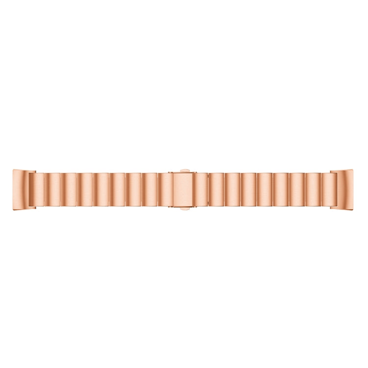 One Beads Slingshot Buckle Solid Stainless Steel Watch Band for Fitbit Charge 4(Rose Gold) by bashfashion