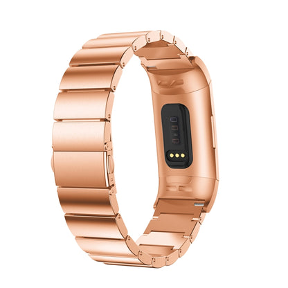One Beads Slingshot Buckle Solid Stainless Steel Watch Band for Fitbit Charge 4(Rose Gold) by bashfashion
