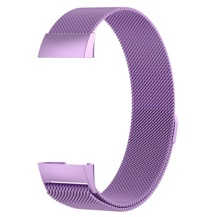 Stainless Steel Magnet Watch Band for FITBIT Charge 4 / 3, Large Size: 210x18mm(Light Purple) by bashfashion