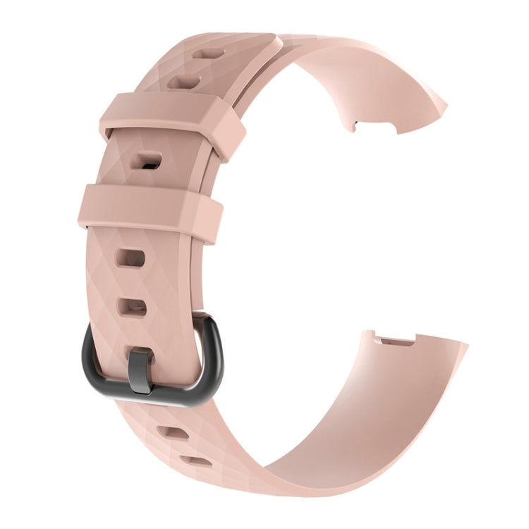 Diamond Pattern Silicone Watch Band for Fitbit Charge 3 Small Size：190*18mm(Pink) by bashfashion