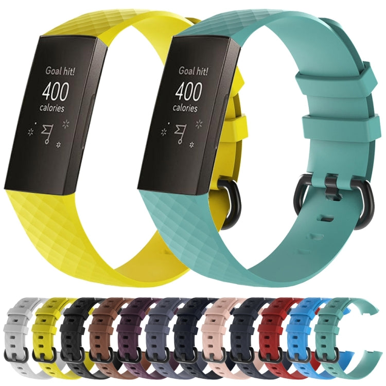 Diamond Pattern Silicone Watch Band for Fitbit Charge 3 Small Size：190*18mm(Black) by bashfashion