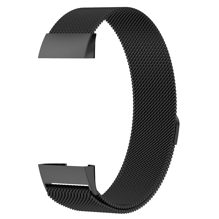Stainless Steel Magnet Watch Band for FITBIT Charge 4 / 3，Small Size: 190x18mm(Black) by bashfashion