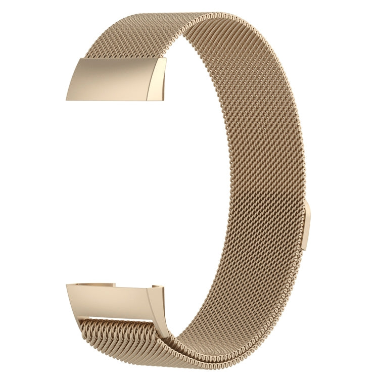 Stainless Steel Magnet Watch Band for FITBIT Charge 4 / 3，Small Size: 190x18mm(Champagne Gold) by bashfashion