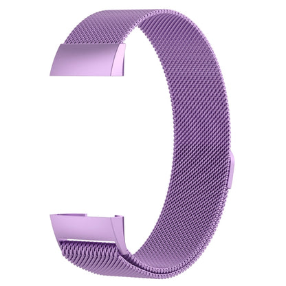 Stainless Steel Magnet Watch Band for FITBIT Charge 4 / 3，Small Size: 190x18mm(Light Purple) by bashfashion