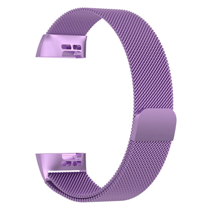 Stainless Steel Magnet Watch Band for FITBIT Charge 4 / 3，Small Size: 190x18mm(Light Purple) by bashfashion