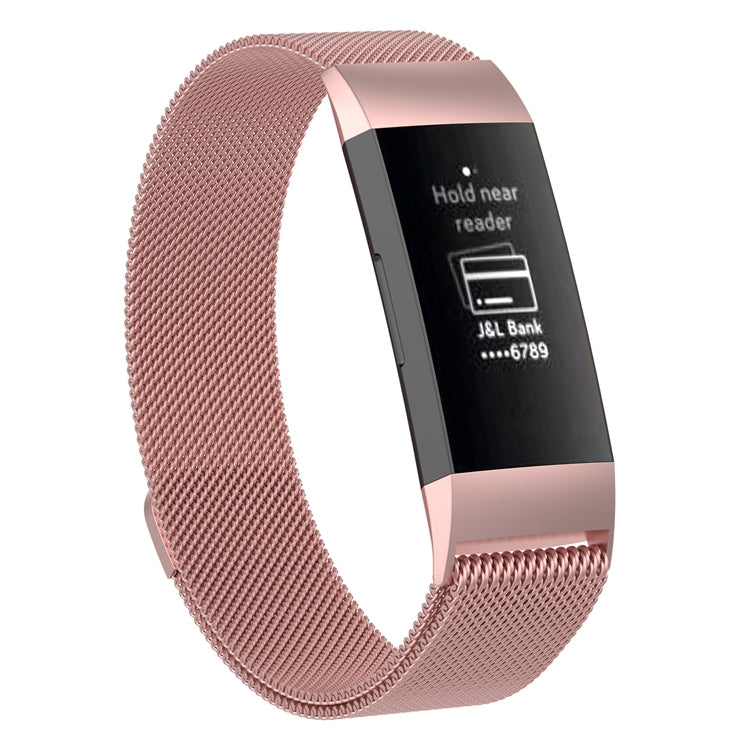 Stainless Steel Magnet Watch Band for FITBIT Charge 4 / 3 ，Small Size: 190x18mm(Rose Gold) by bashfashion