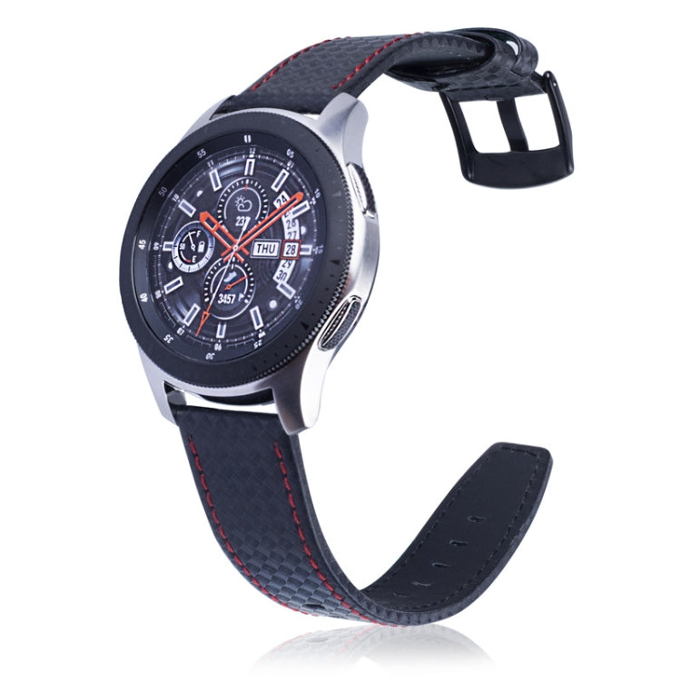22mm For Huawei Watch GT2e GT2 46mm Carbon fiber Leather Watch Band(Red) by bashfashion