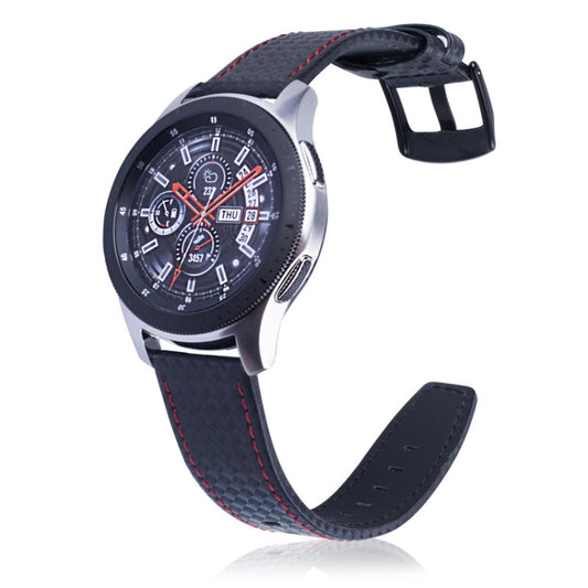 22mm For Huawei Watch GT2e GT2 46mm Carbon fiber Leather Watch Band(Red) by bashfashion