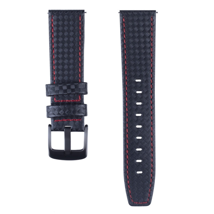 22mm For Huawei Watch GT2e GT2 46mm Carbon fiber Leather Watch Band(Red) by bashfashion