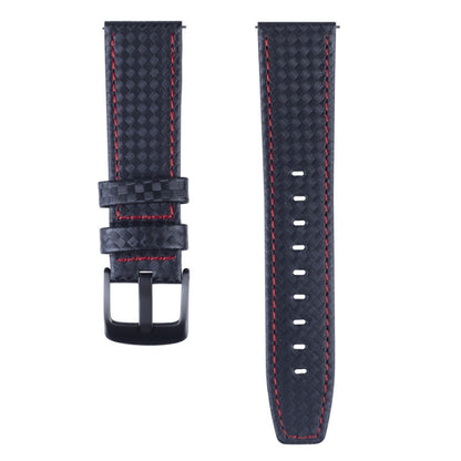22mm For Huawei Watch GT2e GT2 46mm Carbon fiber Leather Watch Band(Red) by bashfashion